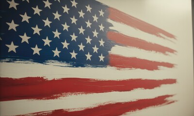 Stylized american flag wall painting red white and blue brushstrokes