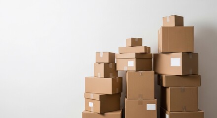 A Stack of Cardboard Boxes Against a White Wall