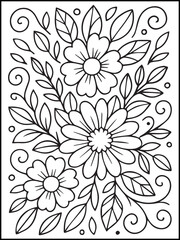 Butterfly and  Flower Coloring Page – Printable Black and White Floral Line Art for Kids and Adults to Relax and Enjoy Coloring Fun