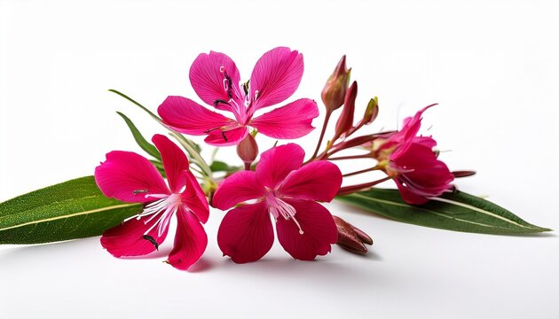 blooming sally fireweed epilobium angustifolium red flower medicinal plant white background isolated flower