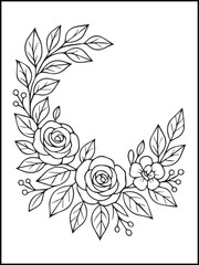 Fototapeta premium Butterfly and Flower Coloring Page – Printable Black and White Floral Line Art for Kids and Adults to Relax and Enjoy Coloring Fun