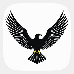 Fototapeta premium Black eagle illustration with outstretched wings on a clean white background