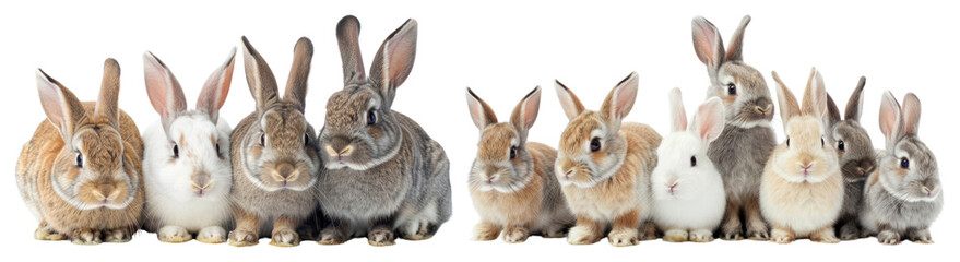 Obraz premium PNG Adorable fluffy bunnies together, element set on transparent background