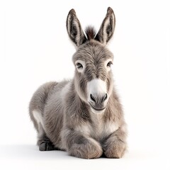 Obraz premium Adorable Juvenile Donkey Resting in Picturesque Barnyard - Cute and Playful Farm Animal Livestock