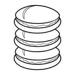 Macaron Stack – Elegant Line Drawing Vector Icon
