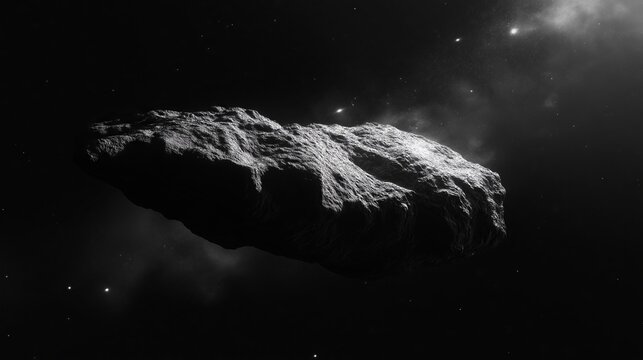 Rocky object floating in black space background