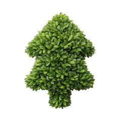 Fototapeta premium Lush, green tree shaped like arrowhead, composed of dense, vibrant leaves, stands against plain background, symbolizing nature and growth