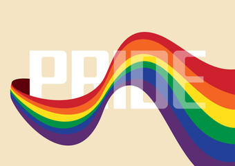 LGBTQ Pride month and diversity concept background. Rainbow flag and transparent typography
