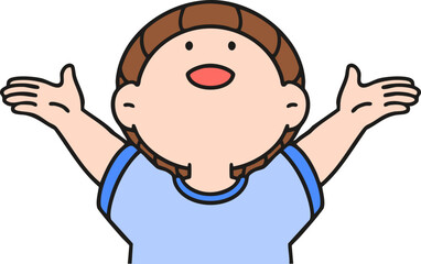 A cute kid asking for a hug. A kid looking at the sky