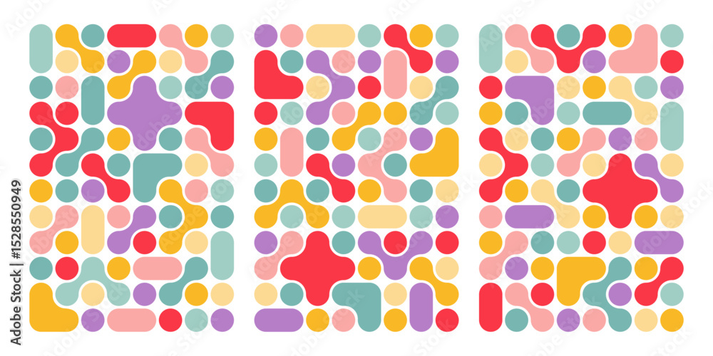 Aufkleber Vector Connect Shape Pattern. Abstract Metaball Geometric Background Texture. Circular Color Fluid Pattern