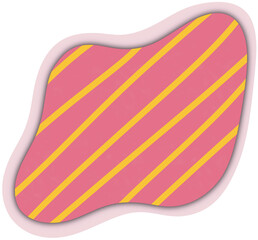 Pink shape with yellow stripes