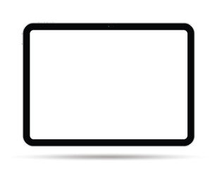 Modern black tablet computer Mockup with blank horizontal screen isolated on white background. Vector illustration