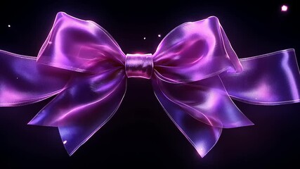 Elegant Purple Ribbons Animation on Black Background with Subtle Sparkling Effects - Powered by Adobe