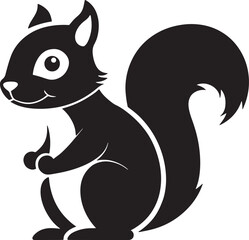Cute squirrel silhouette isolated on white background