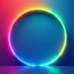 Obraz premium Gradient portal background with rotation frame, neon ball, spiral lines,