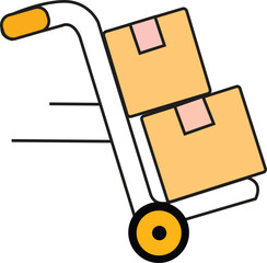 Delivery Hand Truck Vector with Cardboard Boxes for Shipping, Logistics, Courier Service, and Warehouse Distribution Design