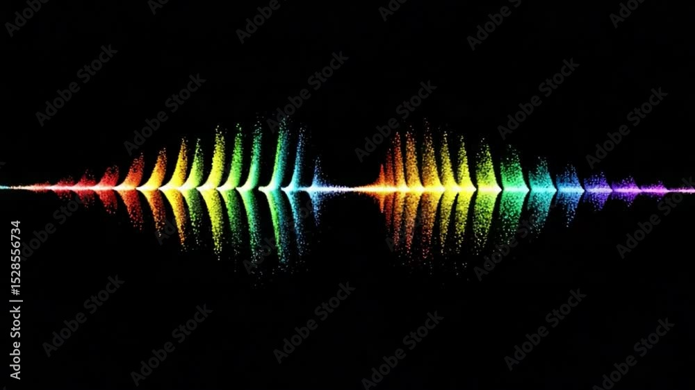 Wall mural colorful sound waves visualization with vibrant spectrum in abstract form on black background