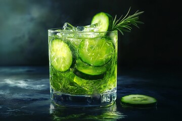 Refreshing Green Cucumber Mocktail with Thyme and Rosemary Perfect Summer Drink Recipe