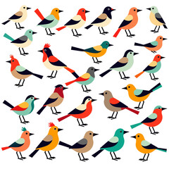 Obraz premium Colorful Bird Illustration - Artistic Bird Pattern - Whimsical Bird Design - Unique Bird Artwork - Cheerful and Vibrant Bird Image- Perfect for Nature Lovers_