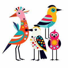 Colorful Bird Illustration- Whimsical Bird Art- Quirky Bird Designs- Playful Avian Artwork- Modern Bird Decor- Unique Bird Characters- Bright and Cheerful Animal Art