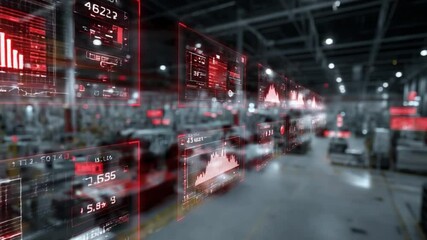 Futuristic Data Visualization with Graphs and Charts in Industrial Setting for Data Analysis and Technology - Powered by Adobe