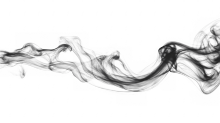 Wavy smoke effect, flowing elegant patterns on a transparent background, PNG image, PNG file.