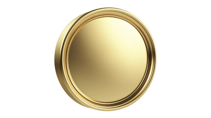 Golden disc with metal border on a transparent background, PNG image, PNG file.