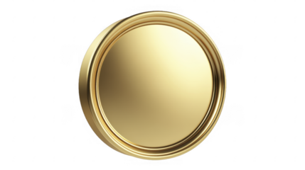 Golden disc with metal border on a transparent background, PNG image, PNG file.