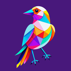 Colorful Geometric Bird Art-Abstract Polygon Design-Modern Vibrant Illustration-Whimsical Bird Artwork-Unique Colorful Geometric Bird Design