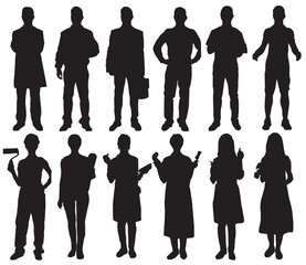 occupation silhouette collection of different profession and carrier people occupational