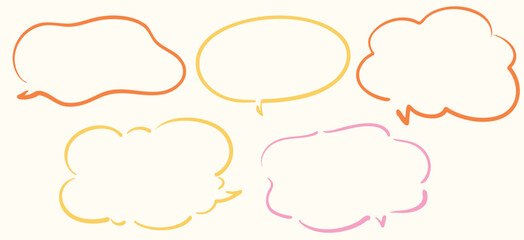 かわいい手書きの吹き出しセット　フレーム ベクター　カラー