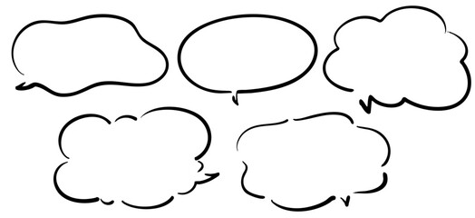 かわいい手書きの吹き出しセット　フレーム ベクター黒