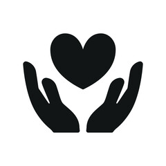 Bold glyph icon symbolizing trust, giving, and heartfelt community support.