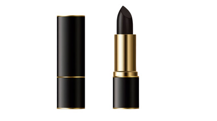 Luxury Black Lipstick in Elegant Tube Packaging Isolated on White Background