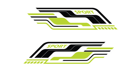 Wrap Design for Car Vector. Sport stripes, racing vehicle stickers. Racing stickers for tuning