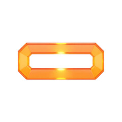 Shiny, orange, octagonal frame with hollow center, reflecting light and creating glowing effect. geometric shape is symmetrical and has modern, digital appearance