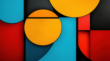 Abstract geometric composition featuring vivid colors and distinct shapes creating a modern and dynamic visual experience for contemporary design projects
