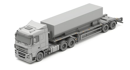 Obraz premium Articulated Lorry with Flatbed Trailer: Scaled Model