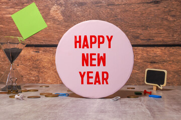 Happy new year 2025.Top view of lightbox with the word Happy new year 2025