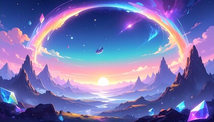 Sunrise in the mountains ファンタジックな日の出