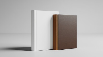 3D Mockup of Two Hardcover Books Standing Side by Side