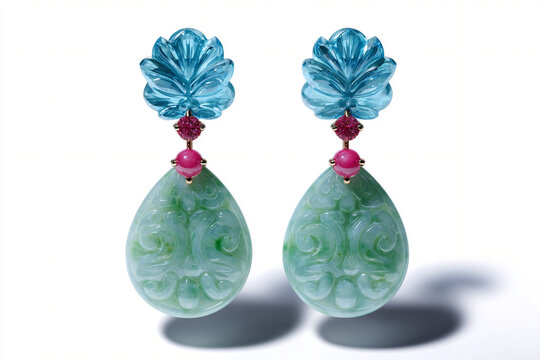 A photorealistic maximalist jadeite jewelry piece