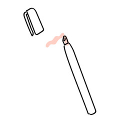 線画のゆるかわいいピンクマーカーのイラスト