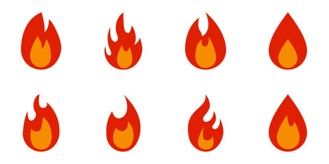 炎　アイコン　シンプル　シルエット　ベクター　セット © suorun