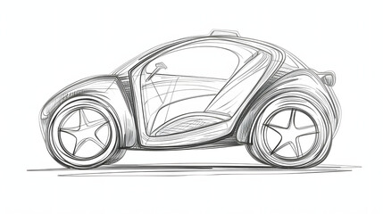 Naklejka premium pencil sketch of a futuristic electric car