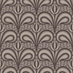 Beige and Brown Vintage Floral Seamless Pattern
