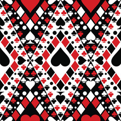 Playing Cards Suits Symbols Seamless Pattern