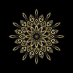 Elegant Gold Mandala on Black Background