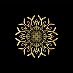 Elegant Gold Mandala on Black Background