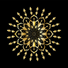 Elegant Gold Mandala on Black Background